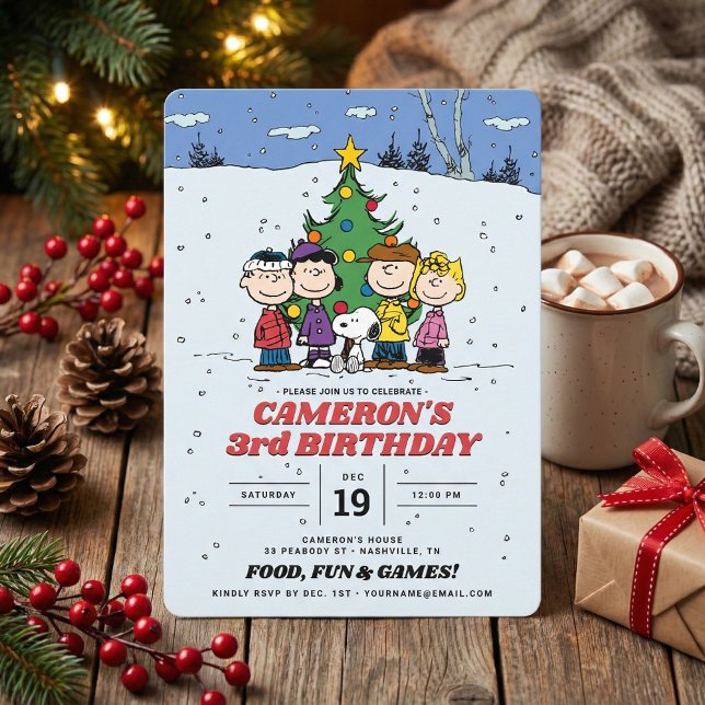Charlie Brown and Friends Winter Birthday Invitation (Creator Uploaded)