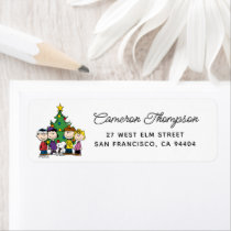 Charlie Brown and Friends Winter Birthday Label
