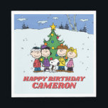 Charlie Brown and Friends Winter Birthday Napkins<br><div class="desc">Wish that birthday kid in your life a Happy Birthday with this super cute Peanuts sign featuring the whole Peanuts gang! Personalize by adding your name.</div>