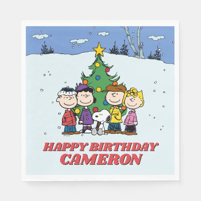 Charlie Brown and Friends Winter Birthday Napkins (Front)