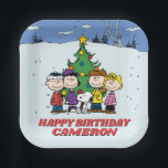 Charlie Brown and Friends Winter Birthday Paper Plates<br><div class="desc">Wish that birthday kid in your life a Happy Birthday with this super cute Peanuts sign featuring the whole Peanuts gang! Personalize by adding your name.</div>