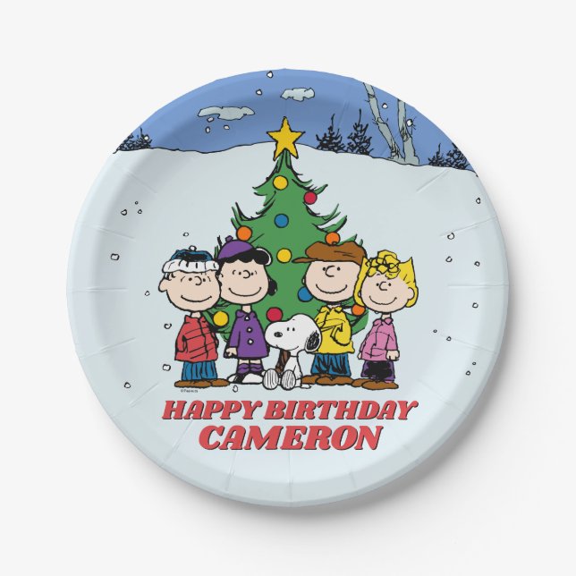 Charlie Brown and Friends Winter Birthday Paper Plates (Front)