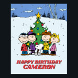 Charlie Brown and Friends Winter Birthday Poster<br><div class="desc">Wish that birthday kid in your life a Happy Birthday with this super cute Peanuts sign featuring the whole Peanuts gang! Personalize by adding your name.</div>