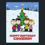 Charlie Brown and Friends Winter Birthday Poster<br><div class="desc">Wish that birthday kid in your life a Happy Birthday with this super cute Peanuts sign featuring the whole Peanuts gang! Personalize by adding your name.</div>
