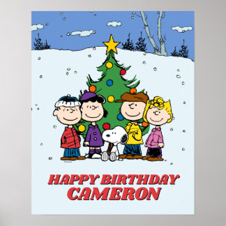 Charlie Brown and Friends Winter Birthday Poster