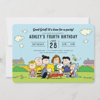 Charlie Brown and Gang Birthday Invitation