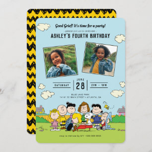 Charlie Brown and Gang Birthday Photo Invitation