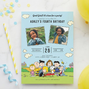 Charlie Brown and Gang Birthday Photo Invitation