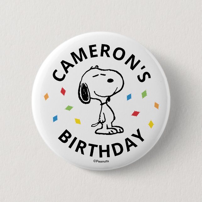 Charlie Brown and Gang Confetti Birthday Button (Front)