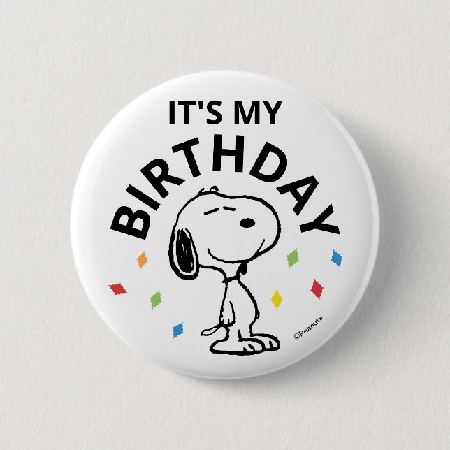 Charlie Brown and Gang Confetti Birthday Button (Front)