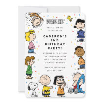 Charlie Brown and Gang Confetti Birthday Invitation