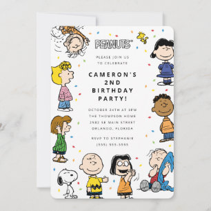 Charlie Brown and Gang Confetti Birthday Invitation