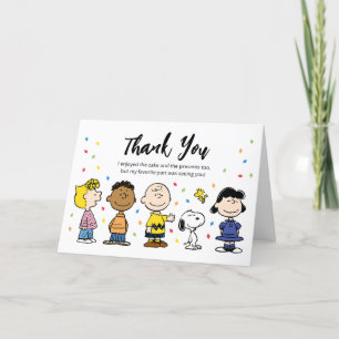 Charlie Brown and Gang Confetti Birthday Letterpress Thank You Card