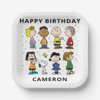 Charlie Brown and Gang Confetti Birthday Paper Plates