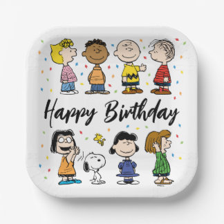 Charlie Brown and Gang Confetti Birthday Paper Plates