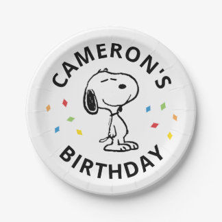 Charlie Brown and Gang Confetti Birthday Paper Plates