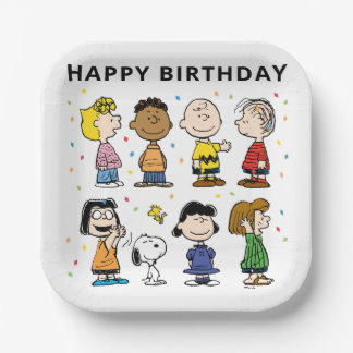Charlie Brown and Gang Confetti Birthday Paper Plates