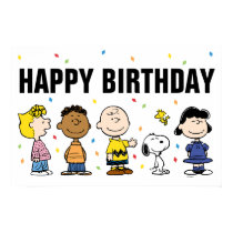 Charlie Brown and Gang Confetti Birthday Poster
