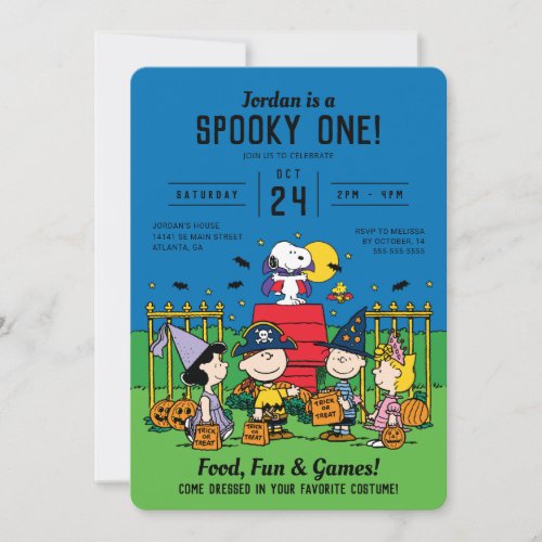 Charlie Brown and Gang Halloween 1st Birthday Invitation
