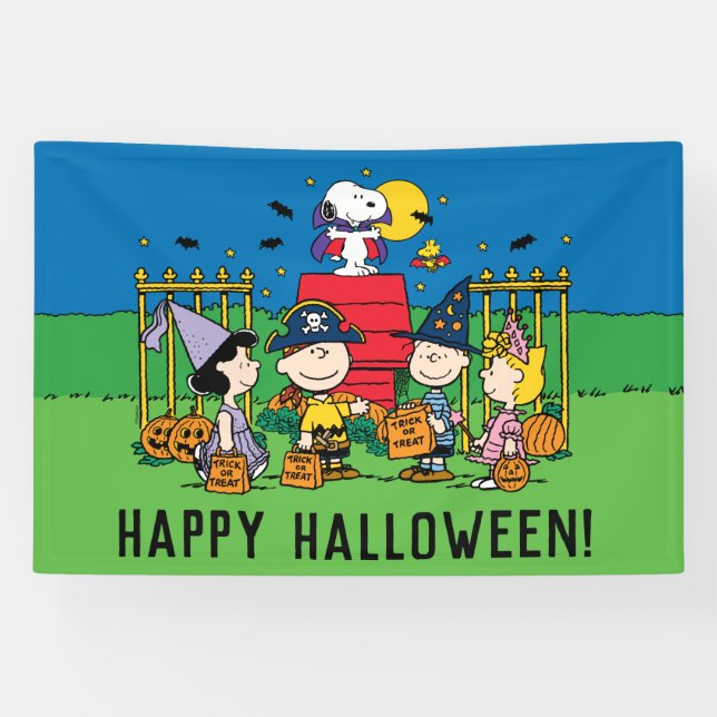 Charlie Brown and Gang Halloween Banner (Horizontal)