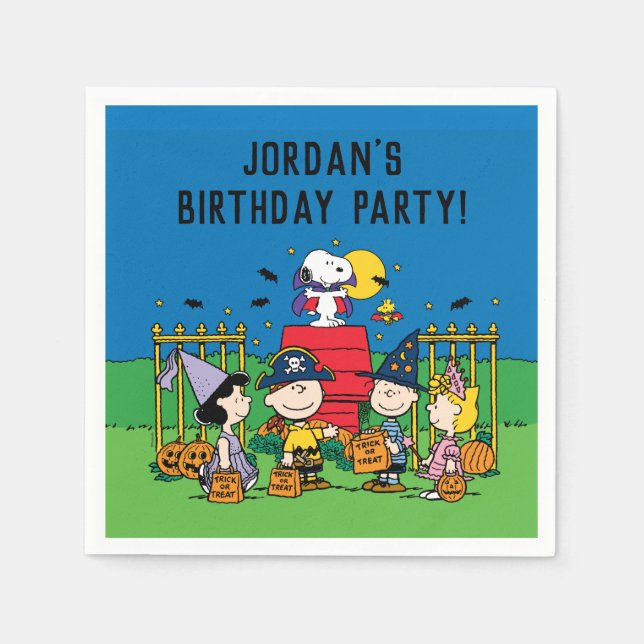 Charlie Brown and Gang Halloween Birthday Party Napkins (Front)