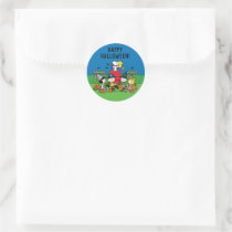 Charlie Brown and Gang Halloween Classic Round Sticker