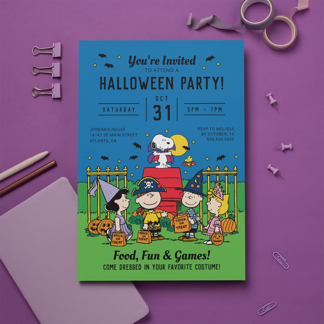 Charlie Brown and Gang Halloween Party Invitation (Creator Uploaded)