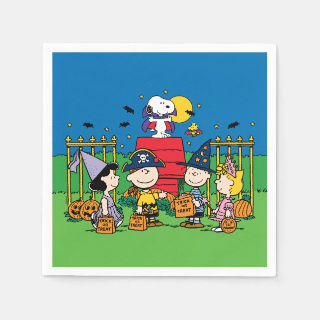 Charlie Brown and Gang Halloween Party Napkins (Front)