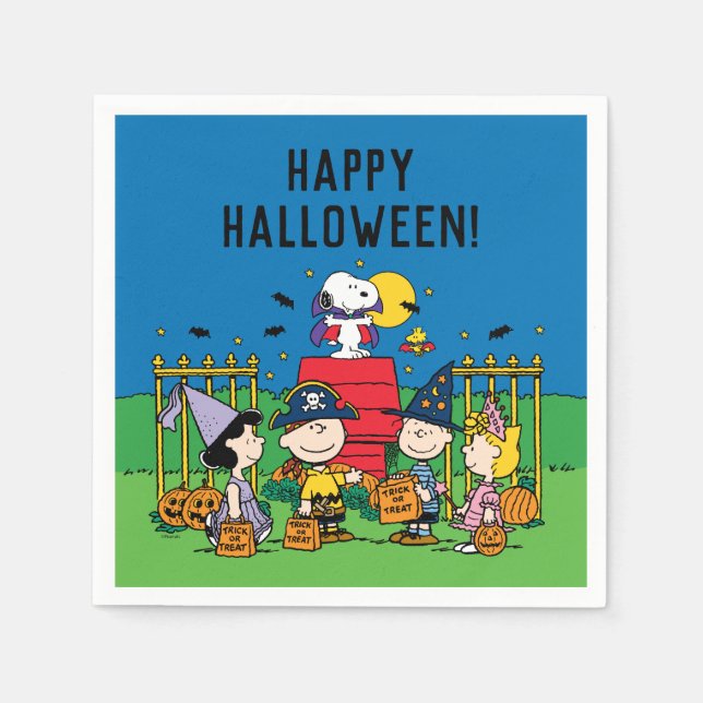 Charlie Brown and Gang Halloween Party Napkins (Front)