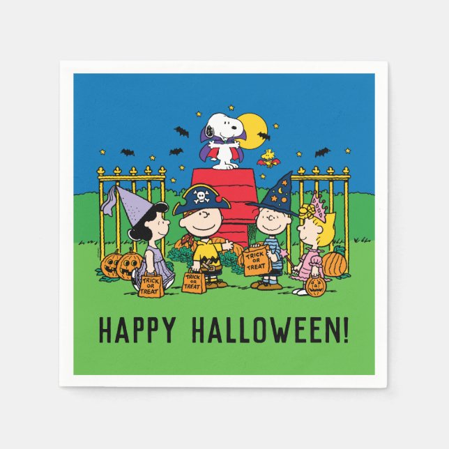 Charlie Brown and Gang Halloween Party Napkins (Front)
