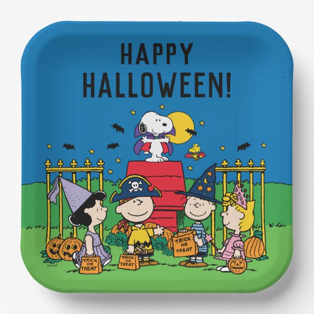 Charlie Brown and Gang Halloween Party Paper Plates (Front)