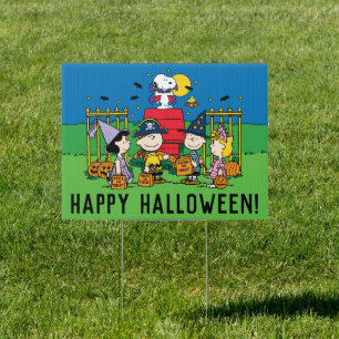Charlie Brown and Gang Halloween Party Sign