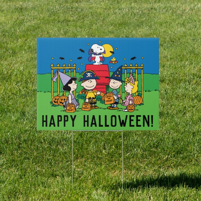 Charlie Brown and Gang Halloween Party Sign (Insitu)