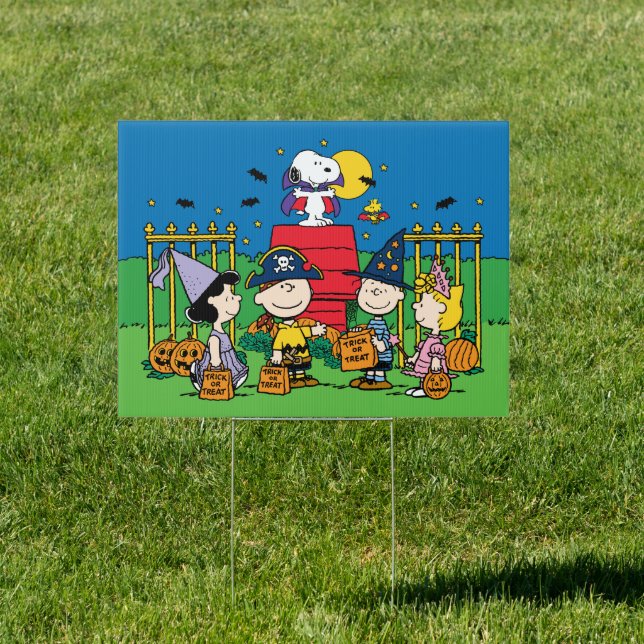 Charlie Brown and Gang Halloween Party Sign (Insitu)