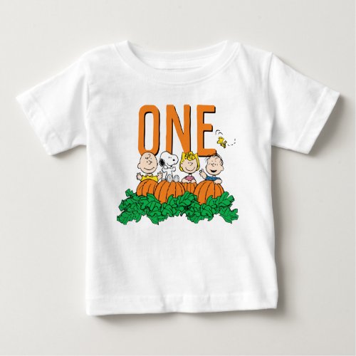 Charlie Brown and Gang Pumpkin 1st Birthday Baby T_Shirt