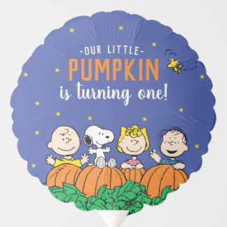 Charlie Brown and Gang Pumpkin 1st Birthday Balloon