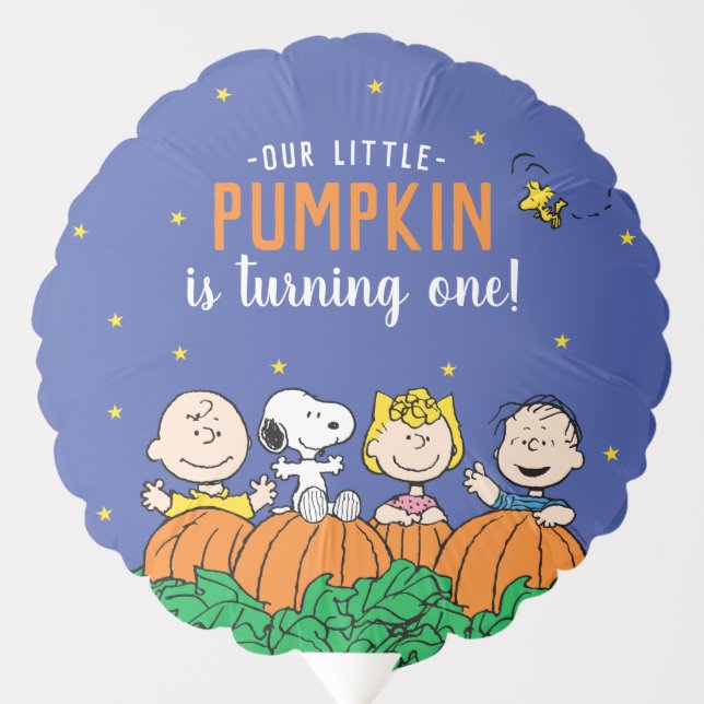 Charlie Brown and Gang Pumpkin 1st Birthday Balloon (Front)
