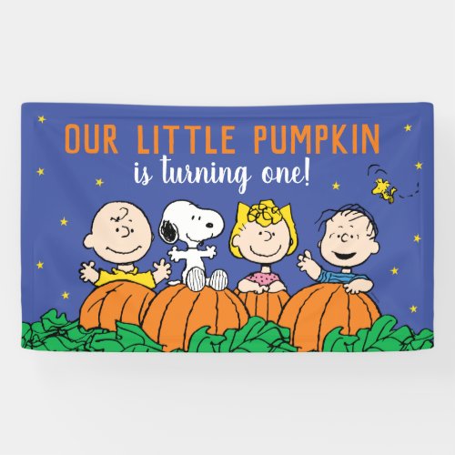 Charlie Brown and Gang Pumpkin 1st Birthday Banner