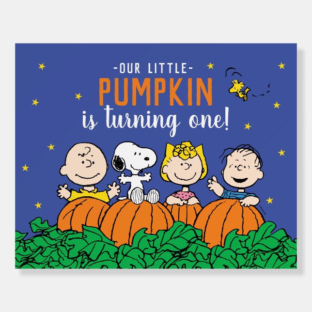 Charlie Brown and Gang Pumpkin 1st Birthday Foam Board (Front)