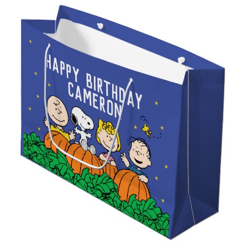 Charlie Brown and Gang Pumpkin 1st Birthday Large Gift Bag