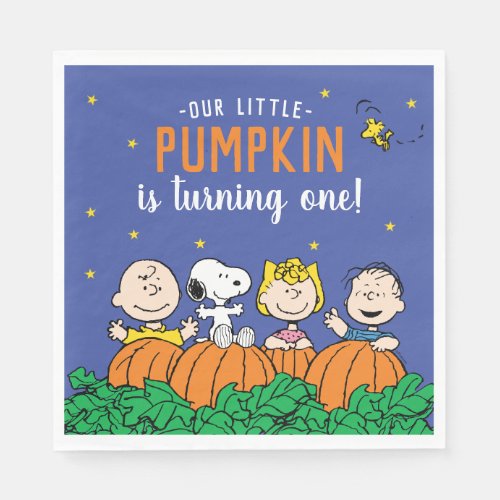 Charlie Brown and Gang Pumpkin 1st Birthday Napkins