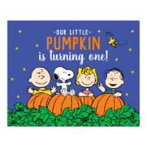 Charlie Brown and Gang Pumpkin 1st Birthday Poster