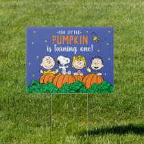 Charlie Brown and Gang Pumpkin 1st Birthday Sign