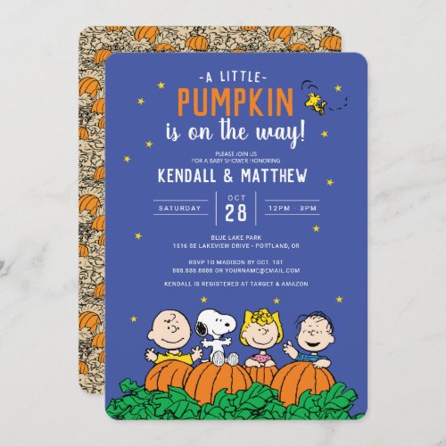 Charlie Brown and Gang Pumpkin Baby Shower Invitation