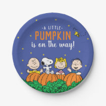 Charlie Brown and Gang Pumpkin Baby Shower Paper Plates
