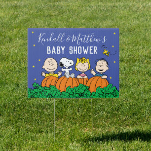 Charlie Brown and Gang Pumpkin Baby Shower Sign