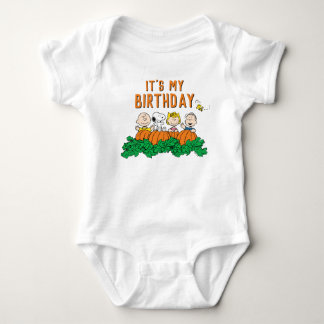 Charlie Brown and Gang Pumpkin Birthday Baby Bodysuit