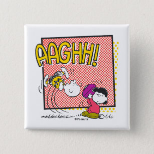 Charlie Brown and Lucy Football Comic Graphic Button