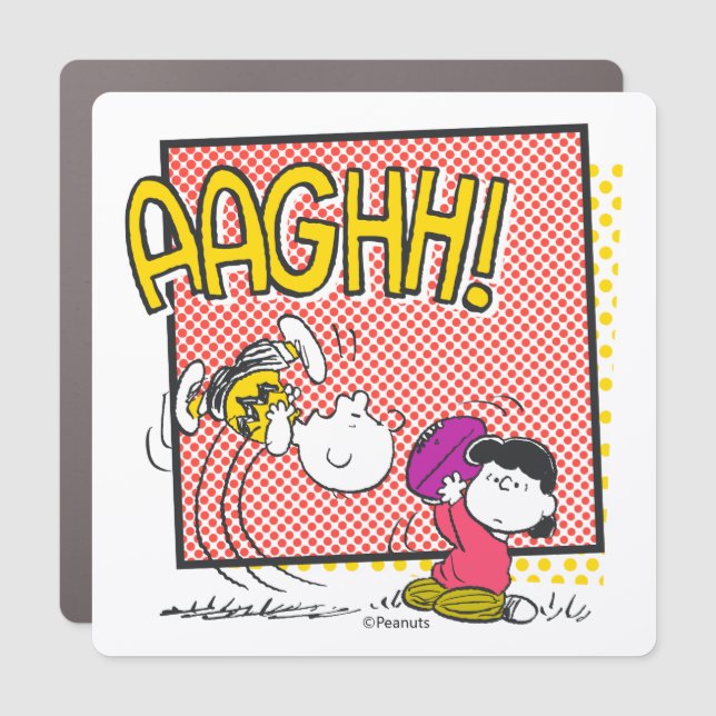Charlie Brown and Lucy Football Comic Graphic Car Magnet (Front)