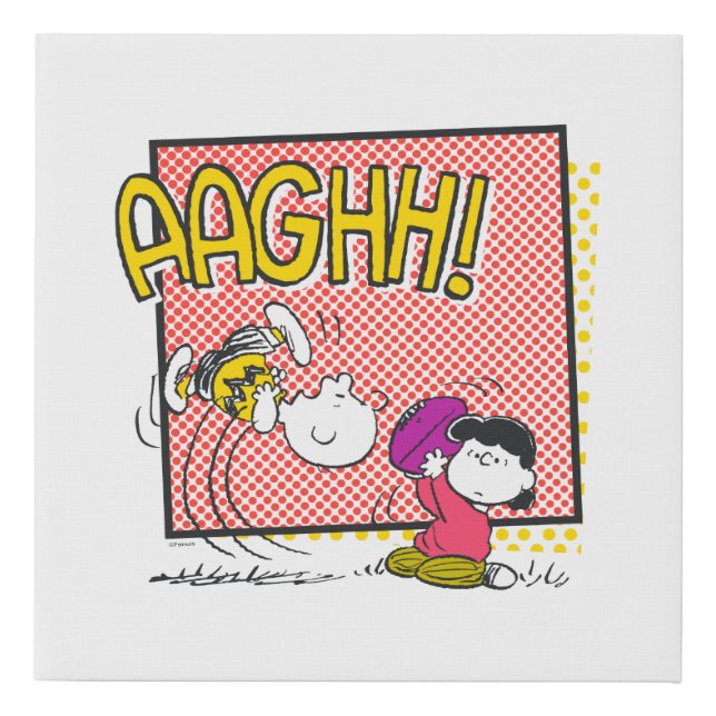 Charlie Brown and Lucy Football Comic Graphic Faux Canvas Print (Front)
